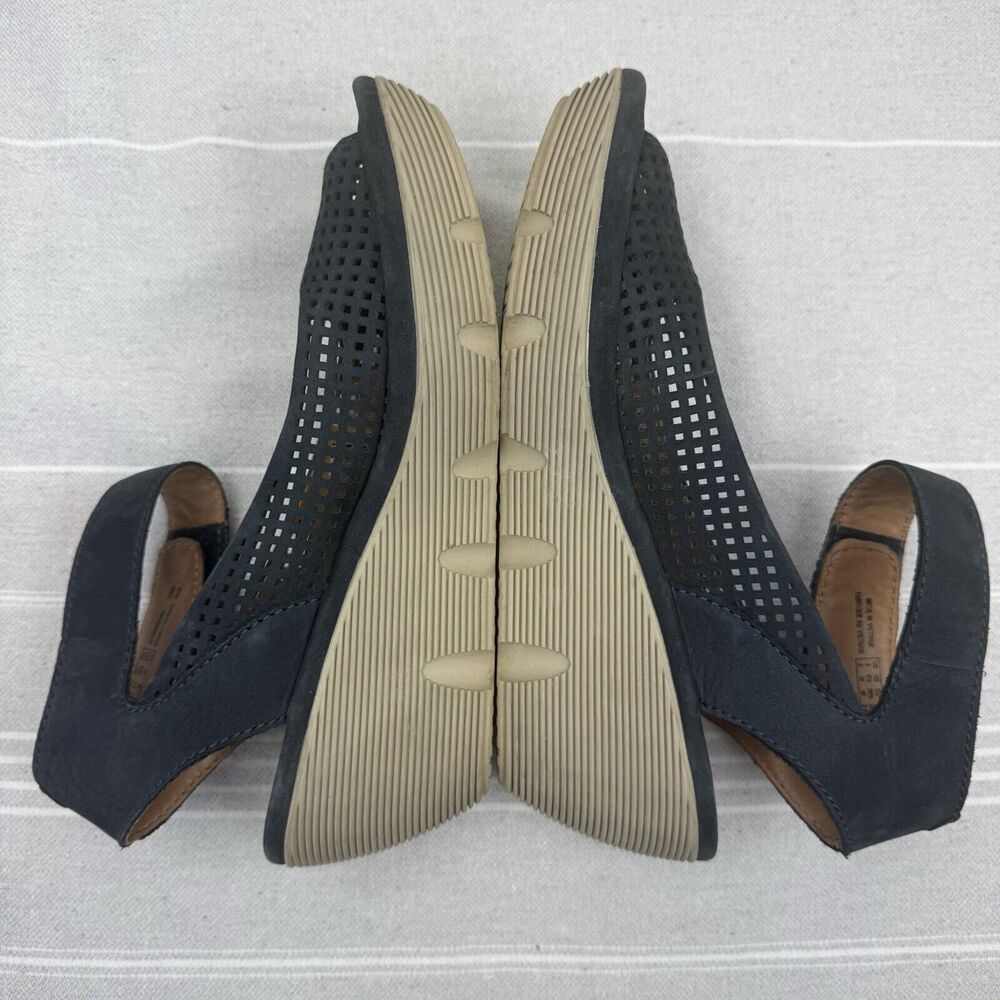 Clark’s Collection Reedly Salene Wedge Sandals Leather Peep Toe Black 8.5 - Picture 13 of 15